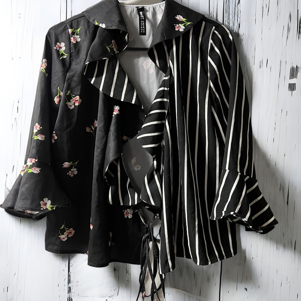 Design Lab by Lord & Taylor Flower and Stripe Print Size M